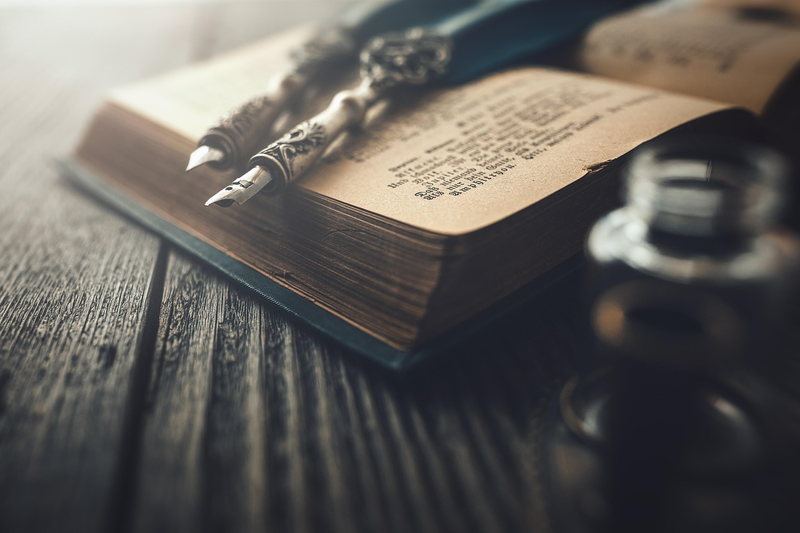 book on desk with notepad pen and reading glasses